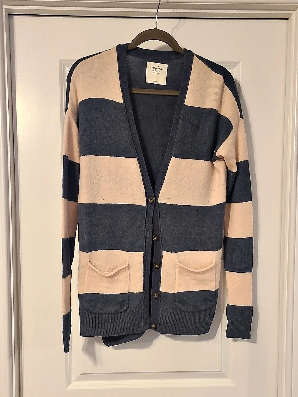 Abercrombie Color Block Cardigan in Blue & Pink
